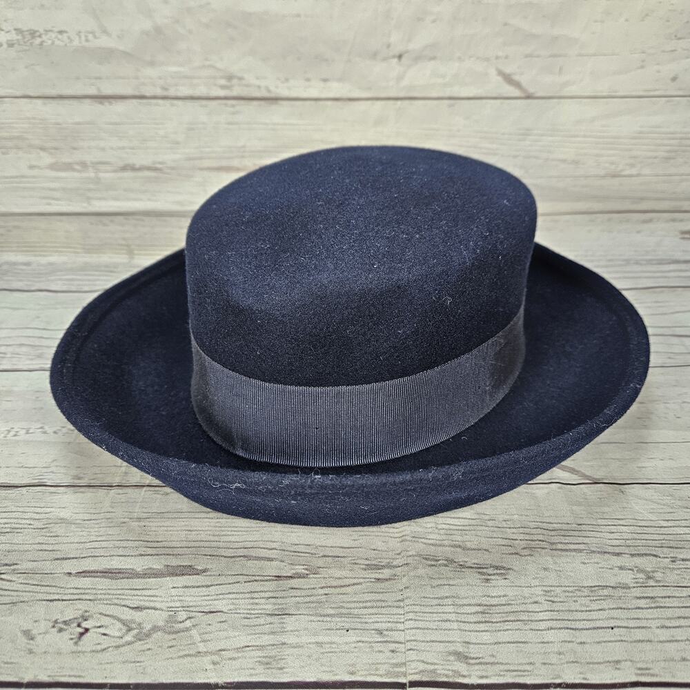 Holt Renfrew 100% Wool Fedora Blue Hat Made In Italy